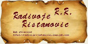 Radivoje Ristanović vizit kartica